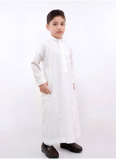 مدرستي  ثوب سعودي ولادي لون كريمي-سحاب (مخفي) قماش ربع وقفه  - Image 1