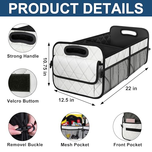 Deosk Trunk Organizer with 6 Pockets - Car Storage Accessory for SUVs, Minivans, and Trucks - 50L Waterproof Polyester (Medium, Beige) - Image 3