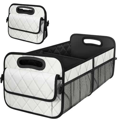 Deosk Trunk Organizer with 6 Pockets - Car Storage Accessory for SUVs, Minivans, and Trucks - 50L Waterproof Polyester (Medium, Beige) - Image 1