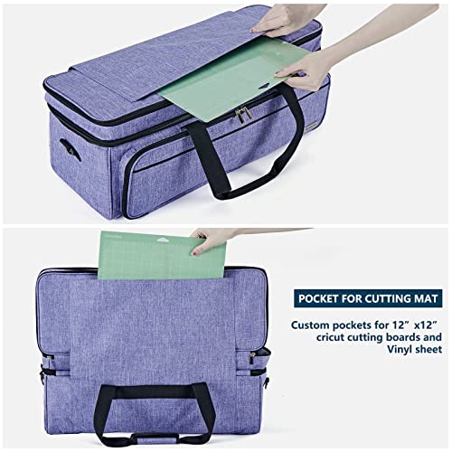 NICOGENA Double Layer Carrying Case with Mat Pocket for Cricut Maker 3, Explore 3, Multi Large Front Compartments for Tools, Accessories and Supplies, Purple - Image 2