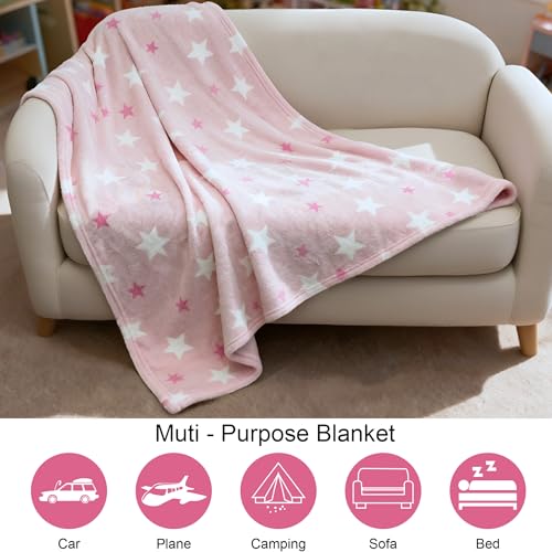 VigorSpring Kids Throw Blanket for Girls - 50"x60",Super Soft Cozy Star Pink Blankets for Kids,Perfect for School Couch Sofa Bed Room and Decoration - Image 2