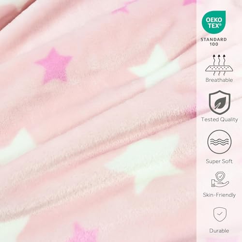 VigorSpring Kids Throw Blanket for Girls - 50"x60",Super Soft Cozy Star Pink Blankets for Kids,Perfect for School Couch Sofa Bed Room and Decoration - Image 5