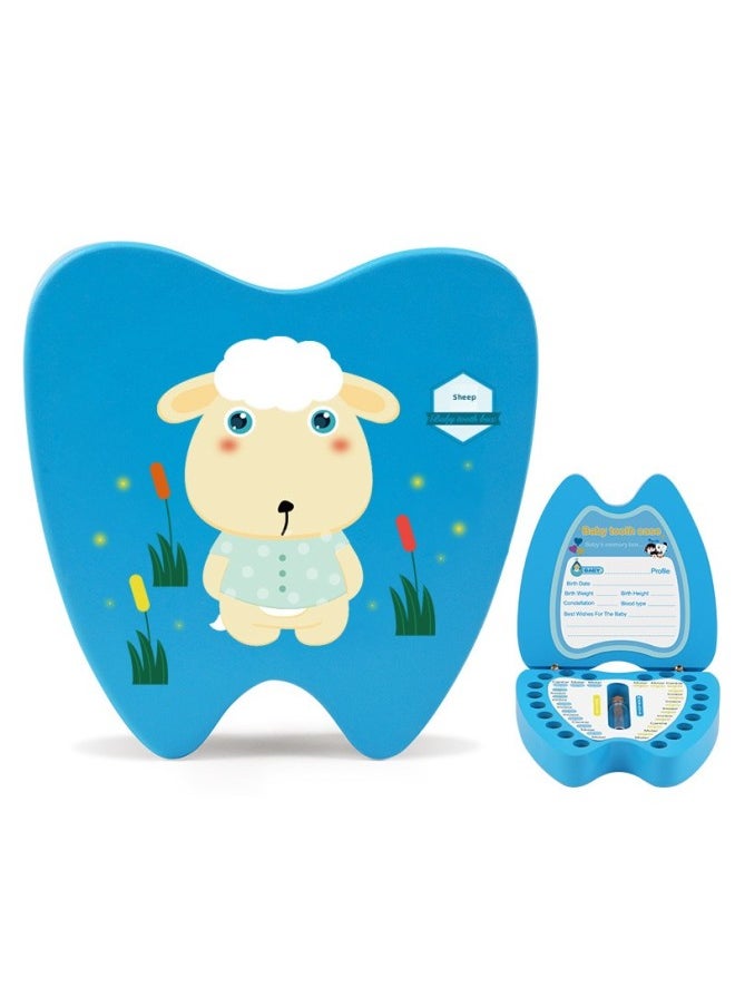Generic - English Version Wooden Children's Deciduous Teeth Storage Box Baby's Teeth Changing Storage Box Teeth Dropping Memorial Collection Creative Home-Color:Blue Zodiac Monkey (English Version) - Image 1