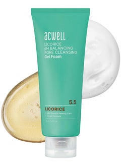 ACWELL Licorice Ph Balancing Pore Cleansing Gel Foam Gentle Hypoallergenic Facial Cleanser For Clear Smooth Skin Deep Pore Cleaning With Licorice Extract Lha For All Skin Types 5.4 Fl.Oz.  - Image 1