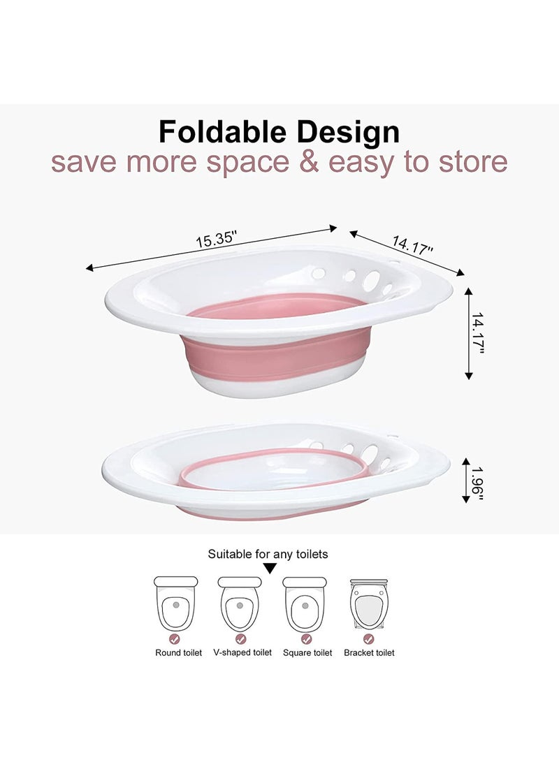 حمام جلوس للمرحاض مع بخار – حوض قابل للطي للعناية بعد الولادة – مناسب للنساء الحوامل وعلاج منطقة العجان والبواسير – تصميم مريح وآمن – لون وردي - Image 3