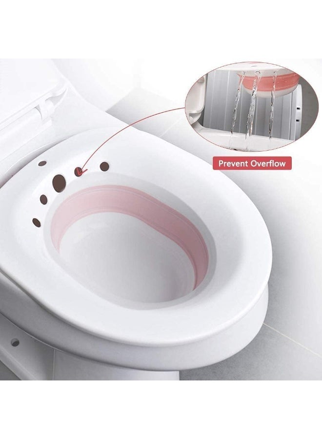 حمام جلوس للمرحاض مع بخار – حوض قابل للطي للعناية بعد الولادة – مناسب للنساء الحوامل وعلاج منطقة العجان والبواسير – تصميم مريح وآمن – لون وردي - Image 2