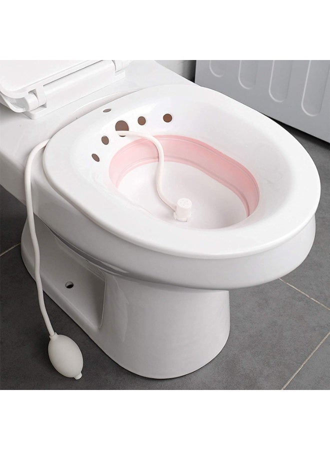 حمام جلوس للمرحاض مع بخار – حوض قابل للطي للعناية بعد الولادة – مناسب للنساء الحوامل وعلاج منطقة العجان والبواسير – تصميم مريح وآمن – لون وردي - Image 4
