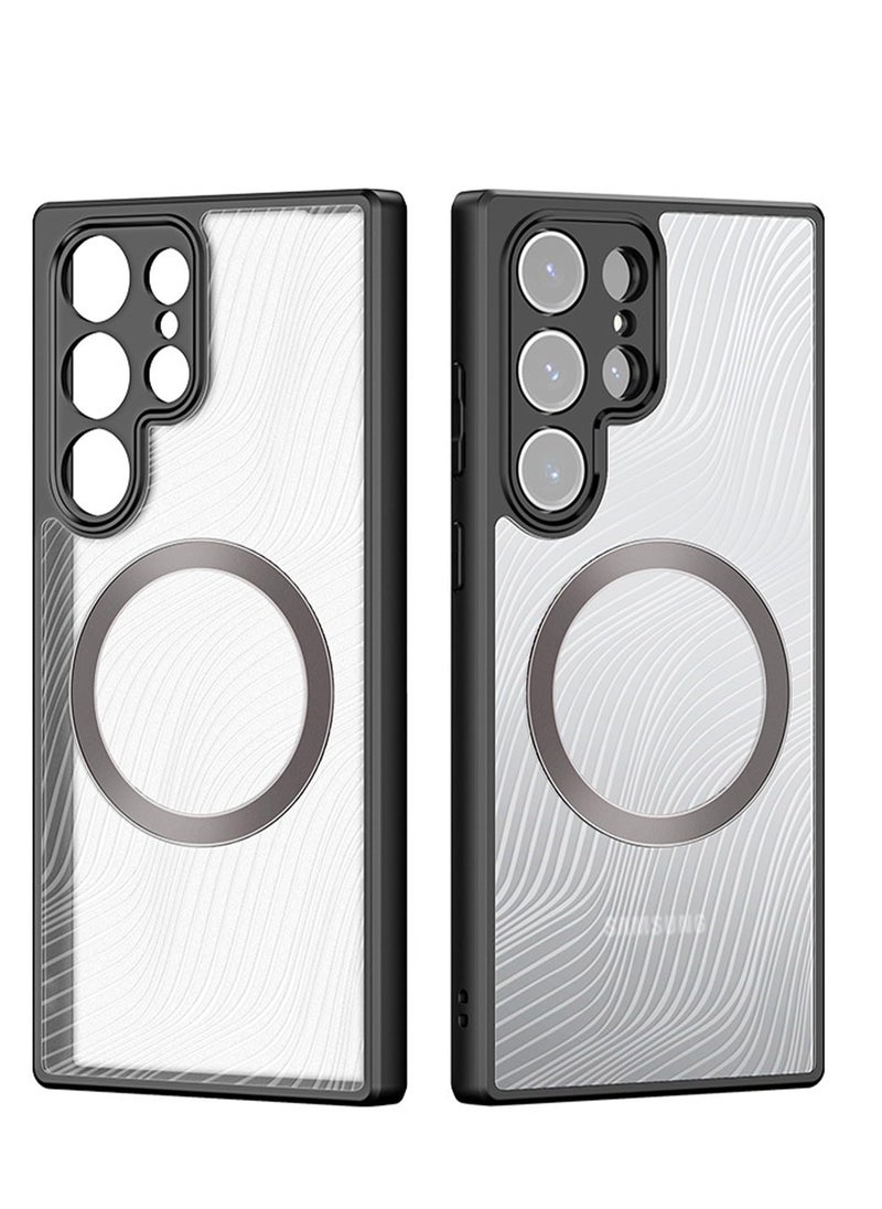 Magnetic Samsung S23 Ultra Case, TPU Translucent Matte Back Shockproof Protective Phone Cover Cases with Camera Protection, Support Wireless Charging Cover for Samsung S23 Ultra 5G