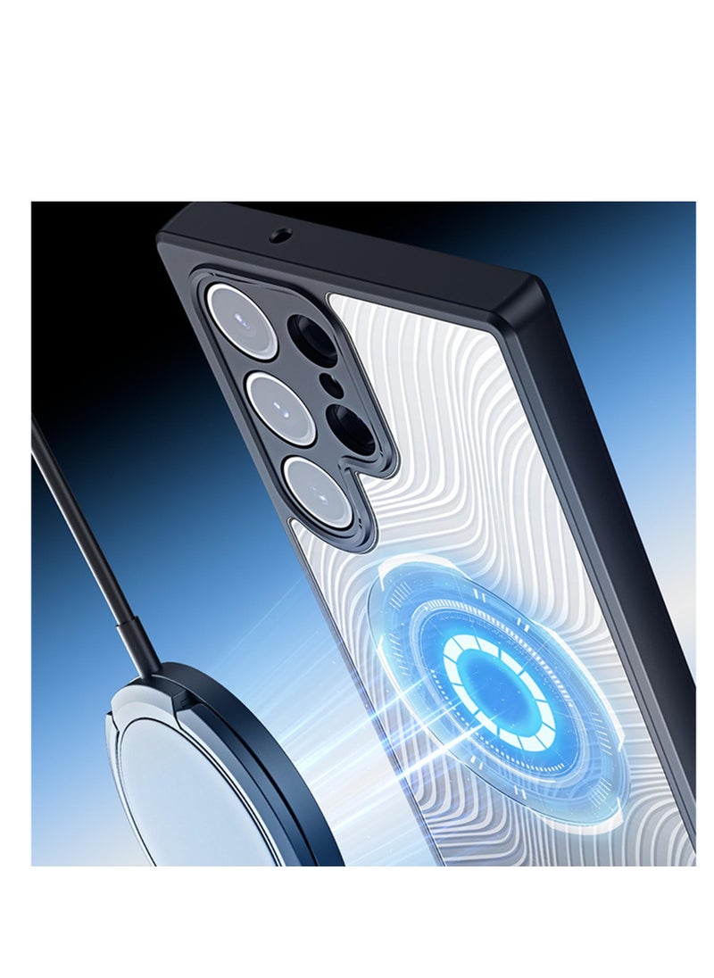 Magnetic Samsung S23 Ultra Case, TPU Translucent Matte Back Shockproof Protective Phone Cover Cases with Camera Protection, Support Wireless Charging Cover for Samsung S23 Ultra 5G