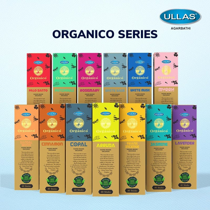 ULLAS Organico Agarbathi by Ullas Incense Sticks Sandalwood with Woody Fragrance 40 Sticks Free Agarbathi Stand Inside The Pack Agarbathi Incense Sticks with Woody Fragrance 40 Sticks Pack of 3  - Image 4