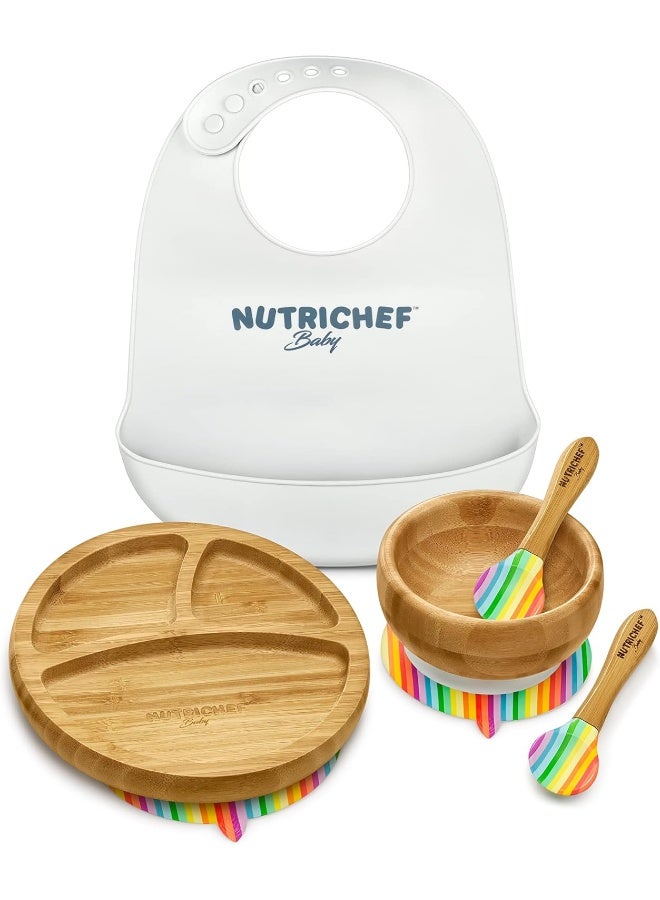 Nutrichef Baby and Toddler, 3 Compartment Plate, Bowl, and Spoon Feeding Set - Image 1