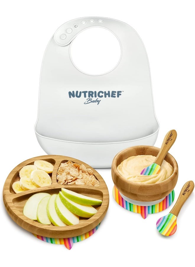 Nutrichef Baby and Toddler, 3 Compartment Plate, Bowl, and Spoon Feeding Set - Image 2