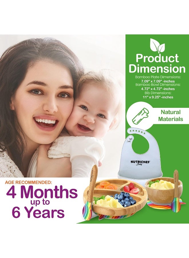 Nutrichef Baby and Toddler, 3 Compartment Plate, Bowl, and Spoon Feeding Set - Image 3