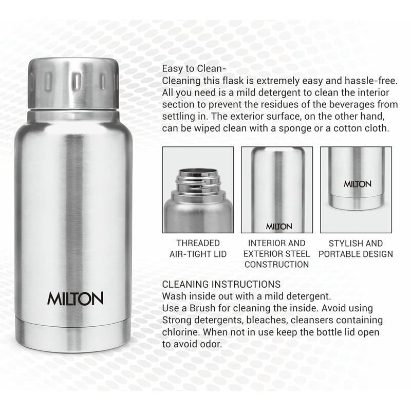 Milton 160ml Stainless Steel Water Bottle – Small Vacuum Insulated Flask Keeps Drinks Hot or Cold for 24 Hours, Leakproof Metal Flask for Travel, Office, Gym & School – Elfin - Image 4