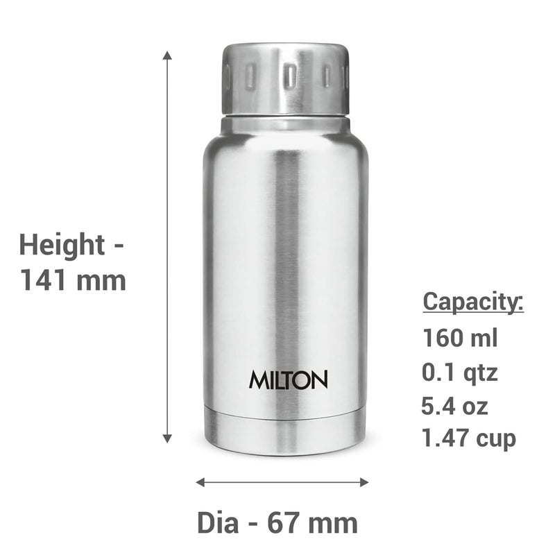 Milton 160ml Stainless Steel Water Bottle – Small Vacuum Insulated Flask Keeps Drinks Hot or Cold for 24 Hours, Leakproof Metal Flask for Travel, Office, Gym & School – Elfin - Image 2