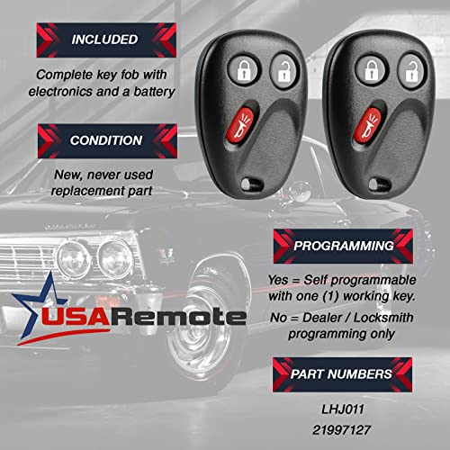 USARemote Key Fob Keyless Entry Remote with Ignition Key fits 2003-2006 Chevy Avalanche Equinox Silverado SSR Suburban Tahoe / GMC Sierra Yukon / Hummer H2 / Pontiac Torrent / Saturn Vue (LHJ011), Set of 2 - Image 3