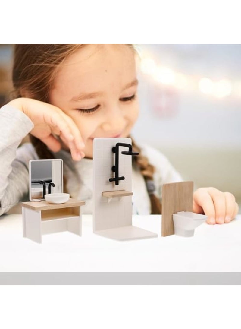 بركة 1 Set Dollhouse Bathroom Set: Miniature 1:12 Scale Bathroom Furniture Accessories, Including Sink, Shower, Bathtub, Toilet, and Stool for Dollhouse Decoration ，Perfect for Miniature Bathrooms - Image 5