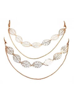 Yueton 2Pcs Fashion Ladies Hollow Out Leaves Gold Chain Alligator Clips Barrettes Bobby Pin Hair Clips Bride Headwear Edge Clip Clamps Headbands  - Image 1