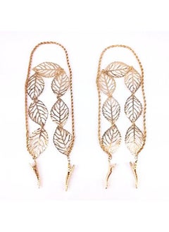 Yueton 2Pcs Fashion Ladies Hollow Out Leaves Gold Chain Alligator Clips Barrettes Bobby Pin Hair Clips Bride Headwear Edge Clip Clamps Headbands  - Image 3