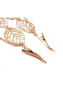 Yueton 2Pcs Fashion Ladies Hollow Out Leaves Gold Chain Alligator Clips Barrettes Bobby Pin Hair Clips Bride Headwear Edge Clip Clamps Headbands  - Image 5