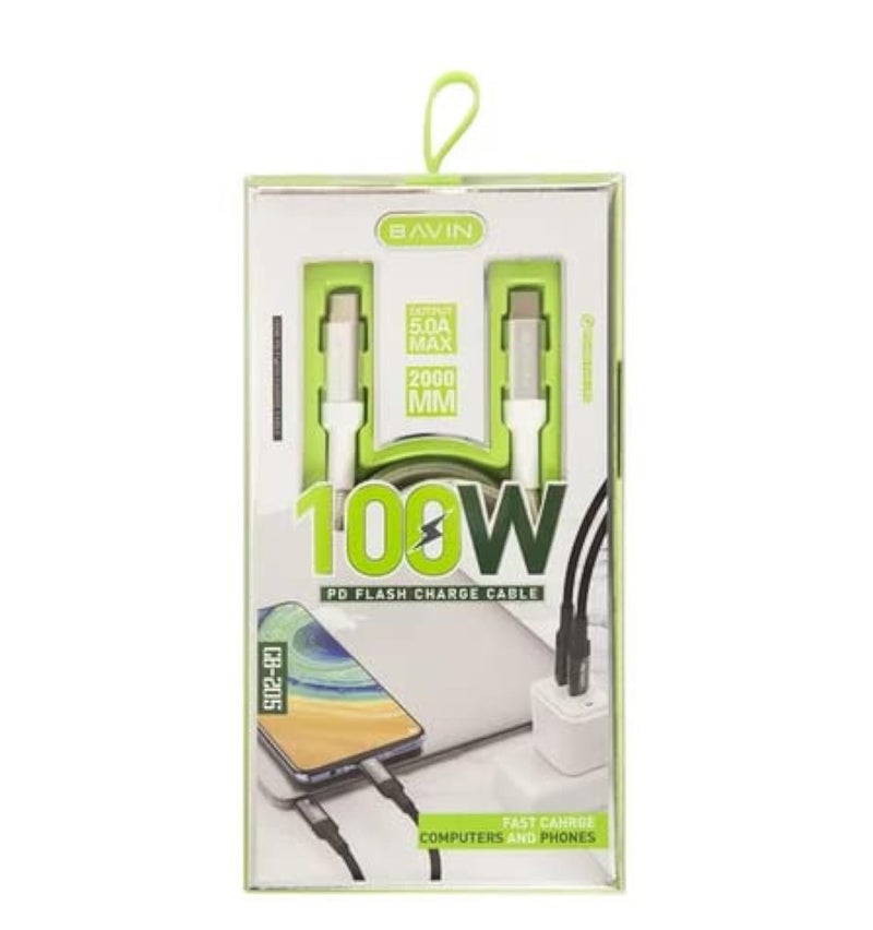 CB205 Super PD Fast Charging 100W 2m Smart Cable - white