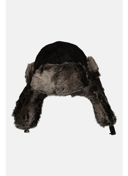 Women Quilted Fuax Fur Hat, Black