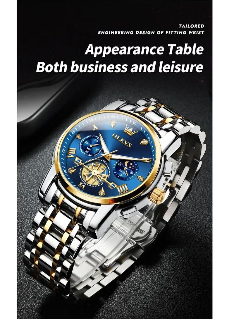 OLEVS Watches for Men Fashion Stainless Steel Quartz Chronograph Water Resistant Watch 2856 - Image 4