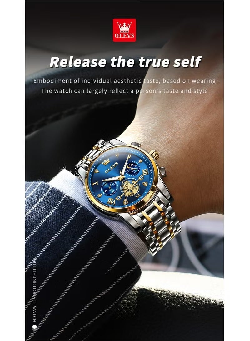 OLEVS Watches for Men Fashion Stainless Steel Quartz Chronograph Water Resistant Watch 2856 - Image 2