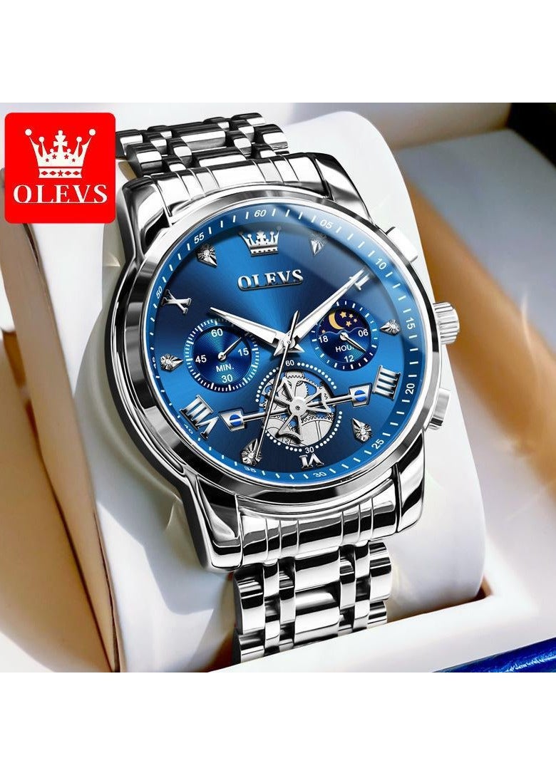 OLEVS Watches for Men Fashion Stainless Steel Quartz Chronograph Water Resistant Watch 2856 - Image 1