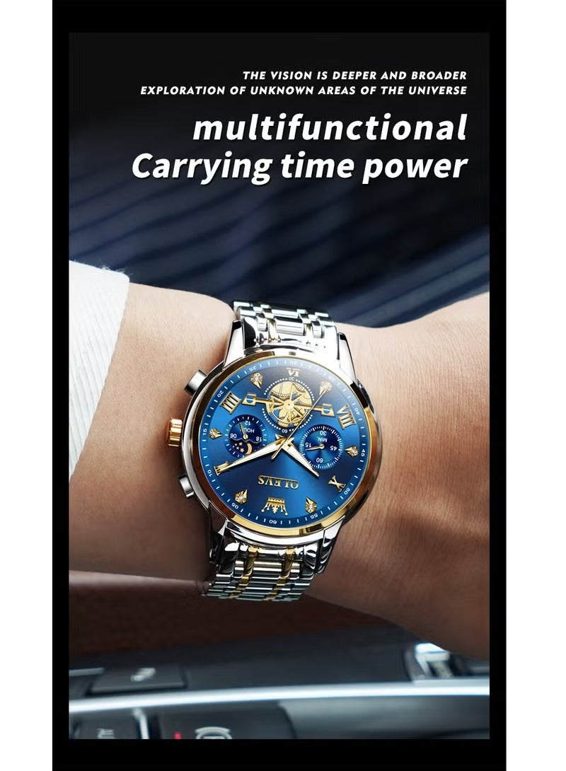 OLEVS Watches for Men Fashion Stainless Steel Quartz Chronograph Water Resistant Watch 2856 - Image 3