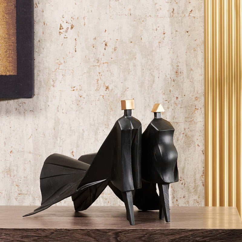 AL HUZAIFA FURNITURE Tesoro Couple Decor In Matt Black Golden - Image 2