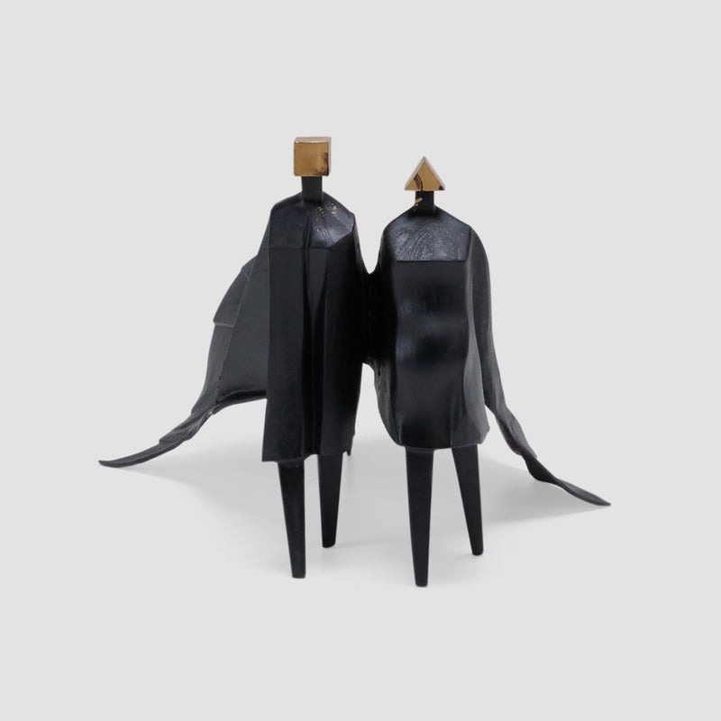 AL HUZAIFA FURNITURE Tesoro Couple Decor In Matt Black Golden - Image 1