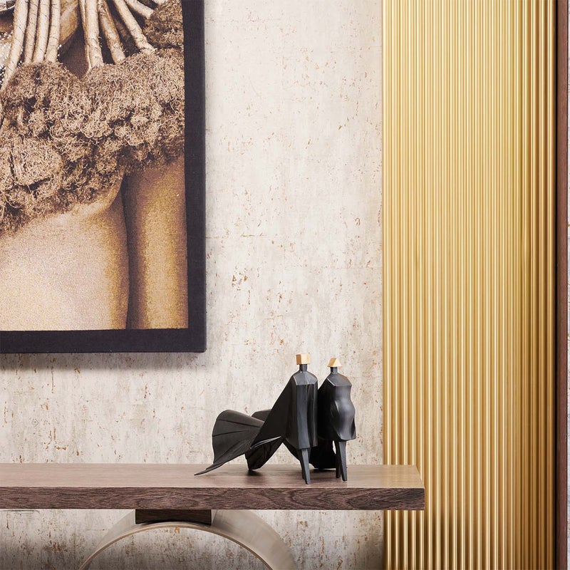 AL HUZAIFA FURNITURE Tesoro Couple Decor In Matt Black Golden - Image 3