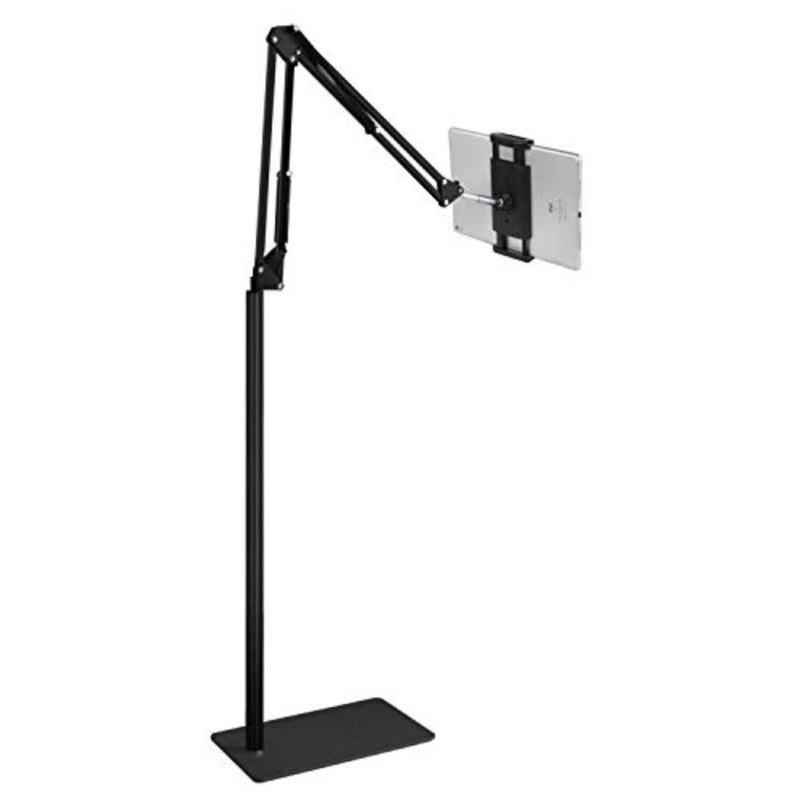 Tablet Floor Stand with 5LB Metal Base, Overhead Bed Phone Stand Angle Height Adjustable Holder, Universal Floor Stand Compatible with iPhone iPad Pro Air Mini, Samsung Tab, Kindle, E-Readers… - Image 1