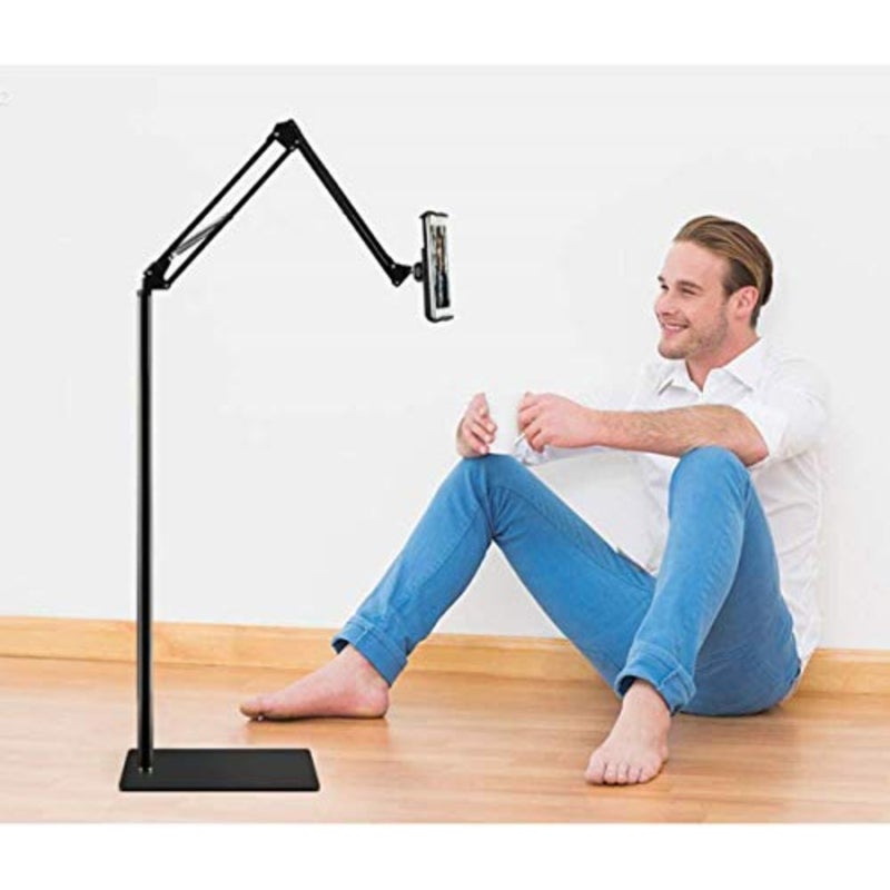 Tablet Floor Stand with 5LB Metal Base, Overhead Bed Phone Stand Angle Height Adjustable Holder, Universal Floor Stand Compatible with iPhone iPad Pro Air Mini, Samsung Tab, Kindle, E-Readers… - Image 5