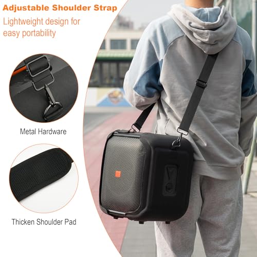 TXEsign Travel Carrying Strap Cover for JBL PartyBox Encore Essential Portable Party Speaker, Hard EVA Shell Two Sides Protective Case Speaker Cover with Shoulder Strap and Base Support Feet - Image 4