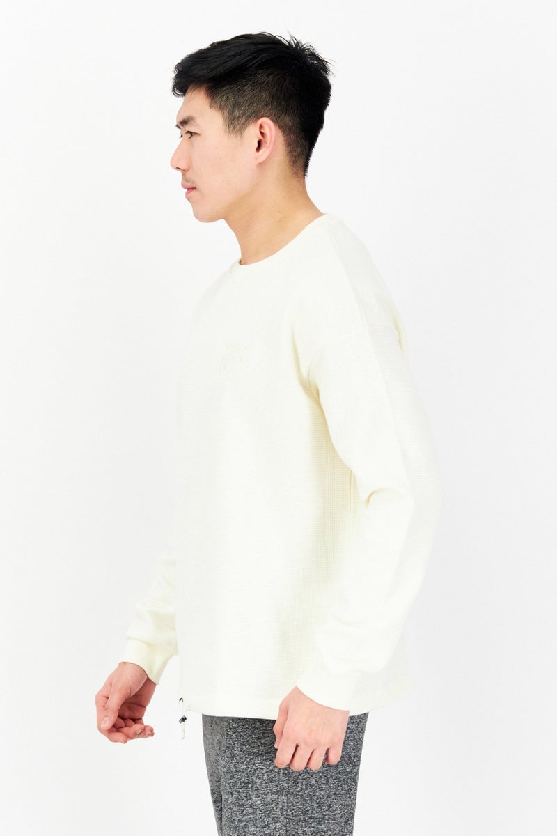 FILA Men Oversized Fit Long Sleeve Training Sweatshirt, Ivory - Image 4