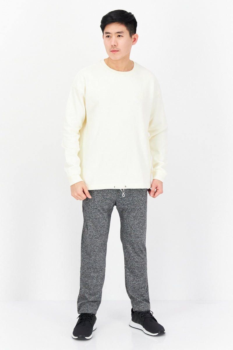 FILA Men Oversized Fit Long Sleeve Training Sweatshirt, Ivory - Image 3