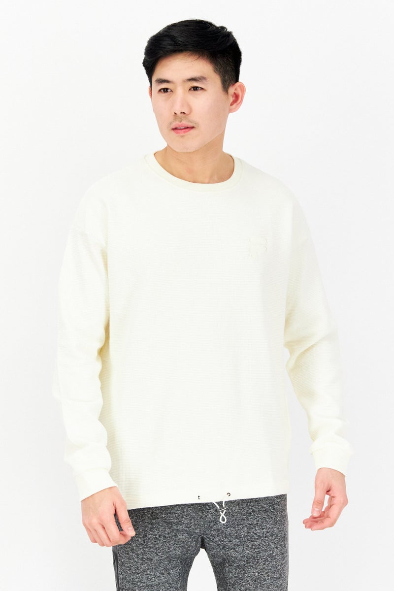 FILA Men Oversized Fit Long Sleeve Training Sweatshirt, Ivory - Image 1