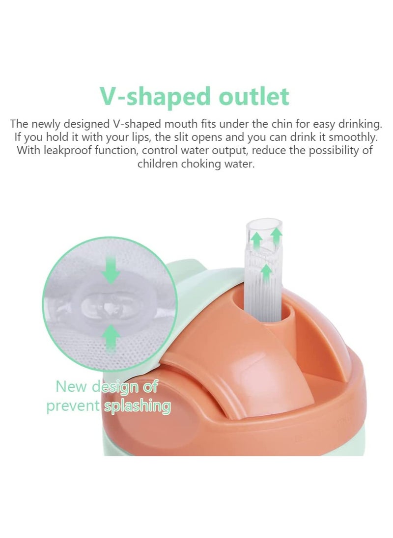 Excefore - Sippy Cups for 6+ Months Baby Baby Cup 300ml Weighted Straw& Easy-Grip Handles Baby Water Bottle with Simple Flip-Top Lid Trainer Cup for Independent Drinking 360°Spill-Free Toddler Cup (Green) - Image 1