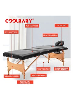 Cool Baby Portable Massage Table Professional Adjustable Folding Bed with 3 Part Wooden Frame Ergonomic Headrest and Tote Bag for Therapeutic Salon SPA Facial Treatment  - Image 4