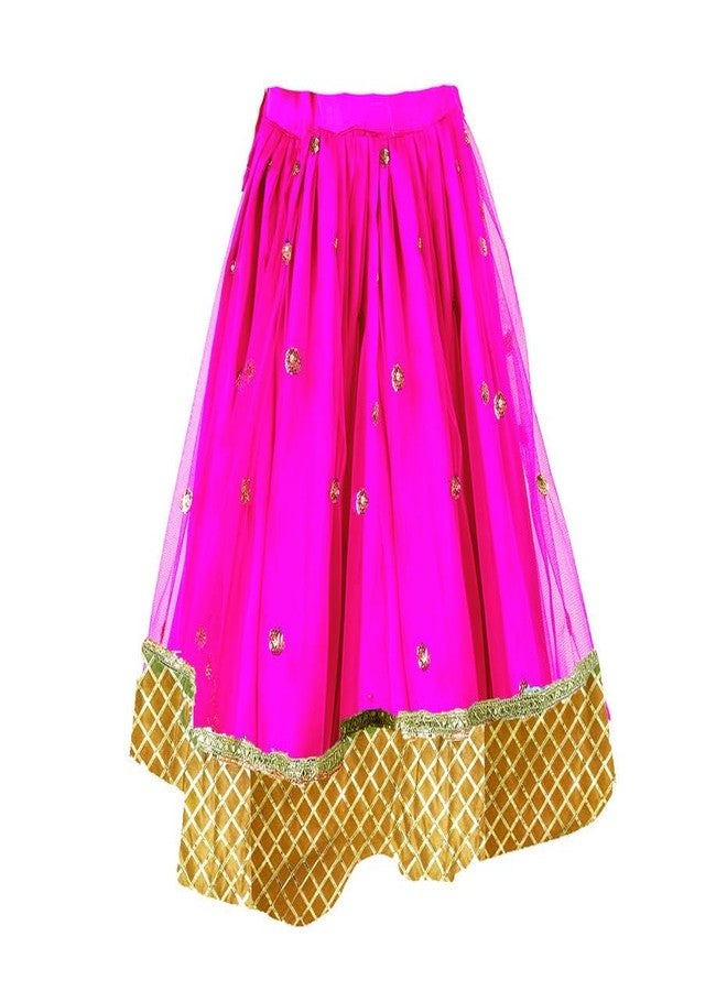 HIBA CREATIONS Baby girl Rani pink sequence booty lehenga with golden choli 1-2 Years - Image 3