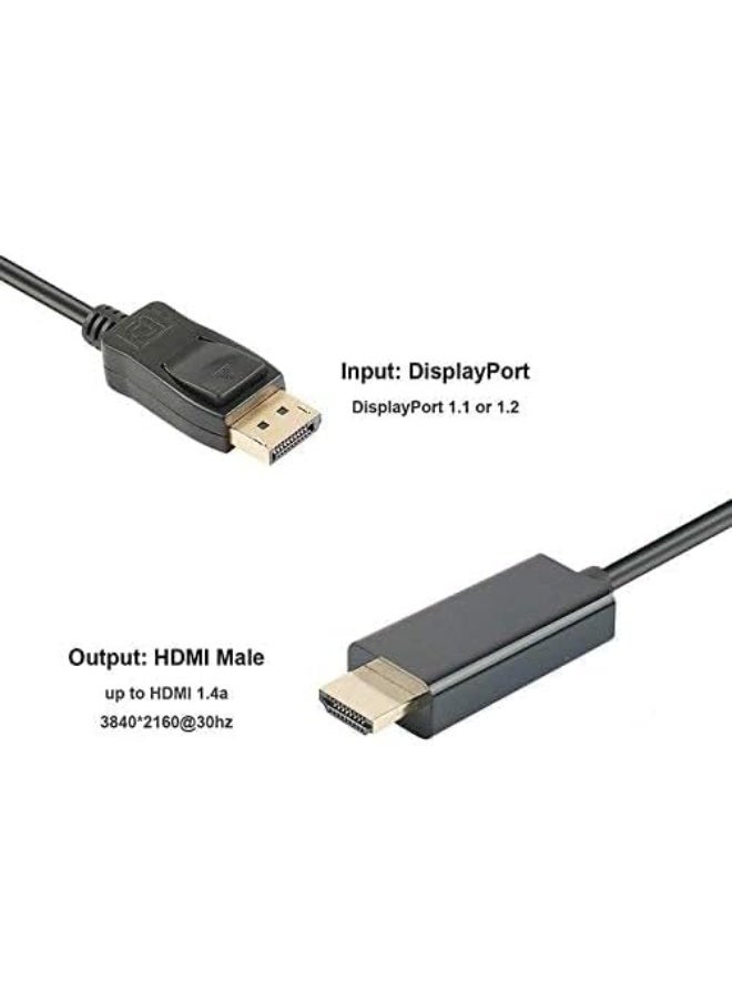 1.8M DisplayPort to HDMI 4K Cable [8K@60Hz,4K@120Hz,2K@144Hz] Uni-Directional DP Source to HDMI Display, DisplayPort 1.4 to HDMI 2.1 Braided Cord for AMD, NVIDIA, PC, Laptop, TV, Projectors, and Monitors - Image 2