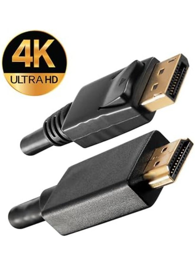 1.8M DisplayPort to HDMI 4K Cable [8K@60Hz,4K@120Hz,2K@144Hz] Uni-Directional DP Source to HDMI Display, DisplayPort 1.4 to HDMI 2.1 Braided Cord for AMD, NVIDIA, PC, Laptop, TV, Projectors, and Monitors - Image 1