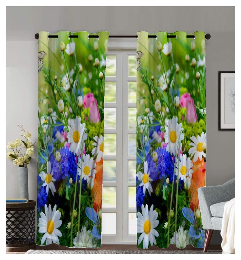 Ra Enterpsrises Digital 3D Printed Modern Polyester 11 Design Special Long Crush Single Piece Tab Top Door Semi Sheer Curtain | (Pack Of 01, 5 Feet X 4 Feet),Multicolour  - Image 1
