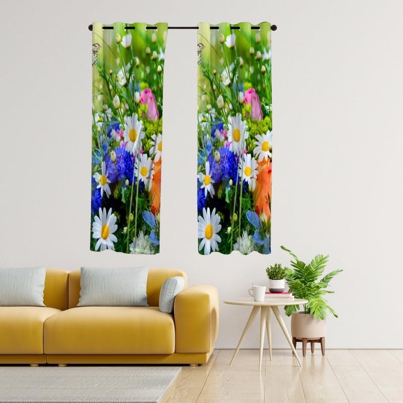 Ra Enterpsrises Digital 3D Printed Modern Polyester 11 Design Special Long Crush Single Piece Tab Top Door Semi Sheer Curtain | (Pack Of 01, 5 Feet X 4 Feet),Multicolour  - Image 2
