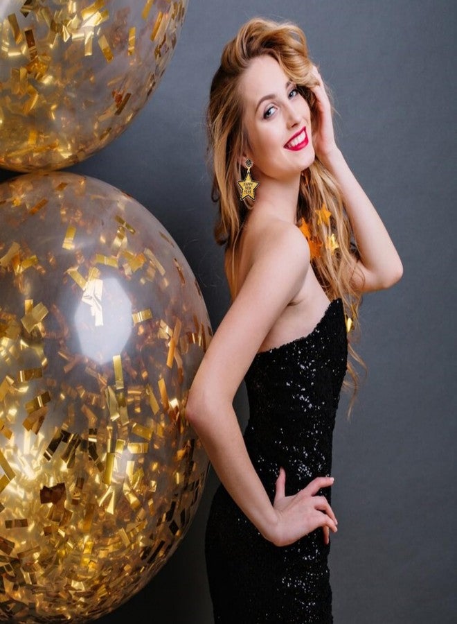 YBMYCM Happy New Year Earring for Women Glitter Bling Rhinestone Star Letter New Year Holiday Earrings Festive Party Jewelry Gifts - Image 3