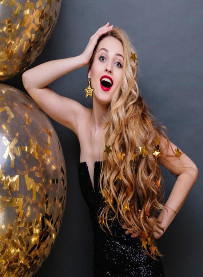 YBMYCM Happy New Year Earring for Women Glitter Bling Rhinestone Star Letter New Year Holiday Earrings Festive Party Jewelry Gifts - Image 2