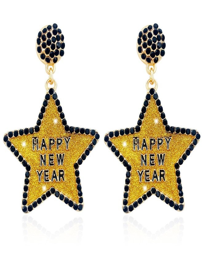 YBMYCM Happy New Year Earring for Women Glitter Bling Rhinestone Star Letter New Year Holiday Earrings Festive Party Jewelry Gifts - Image 1