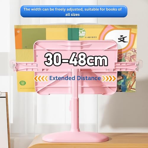 Jukusa Kids Schedule Board with Reading Stand, Adjustable Desktop Book Holder, Pink Book Reading Stand with Stickers, 15 Task Cards with Sticky Note - Image 5